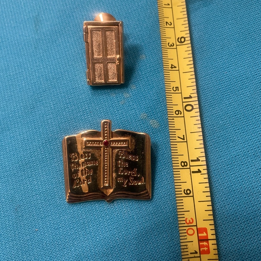 Religious gold tone, brooches